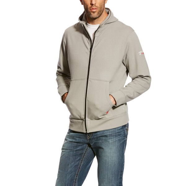 Ariat FR DuraStretch Full Zip Hoodie in Silver Fox
